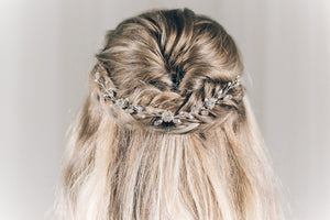Crystal and pearl bridal delicate updo wedding hair vine - Thea