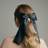 Valeria black satin hair bow clip