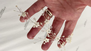 Small mother of pearl and crystal flower hairvine - Ivy