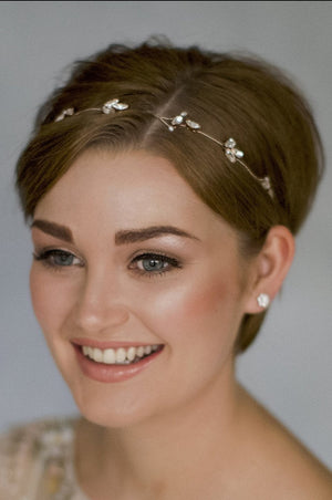 Delicate crystal and pearl bridal headband - Anya - Debbie Carlisle
