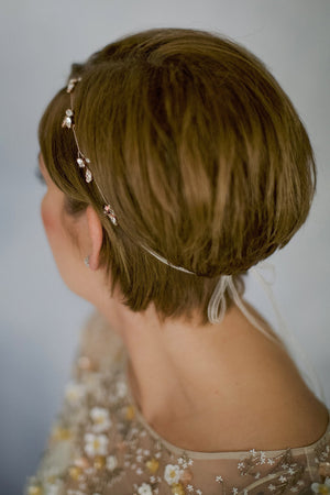 Delicate crystal and pearl bridal headband - Anya - Debbie Carlisle