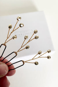 Small antique gold crystal hairpins by Debbie Carlisle - Haillie 