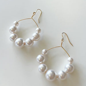 Pearl hoop earrings silver or gold wedding earrings - Mona