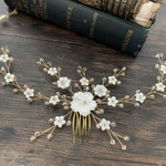 Gold rose gold or silver flower bridal hair vine comb - Sylvie - Debbie Carlisle