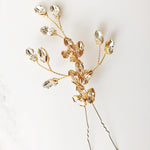 Large Swarovski crystal wedding hair pin in gold - Nova