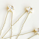 Star Swarovksi crystal hair pins in gold - Star