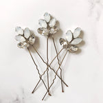 Swarovski crystal bridal hair pin trio in opal - Lyra