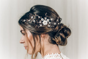 Delicate floral boho wedding hair vine comb for a rustic or elegant wedding - Small Sylvie