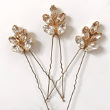 Swarovski crystal bridal hairpin trio in gold - Lyra