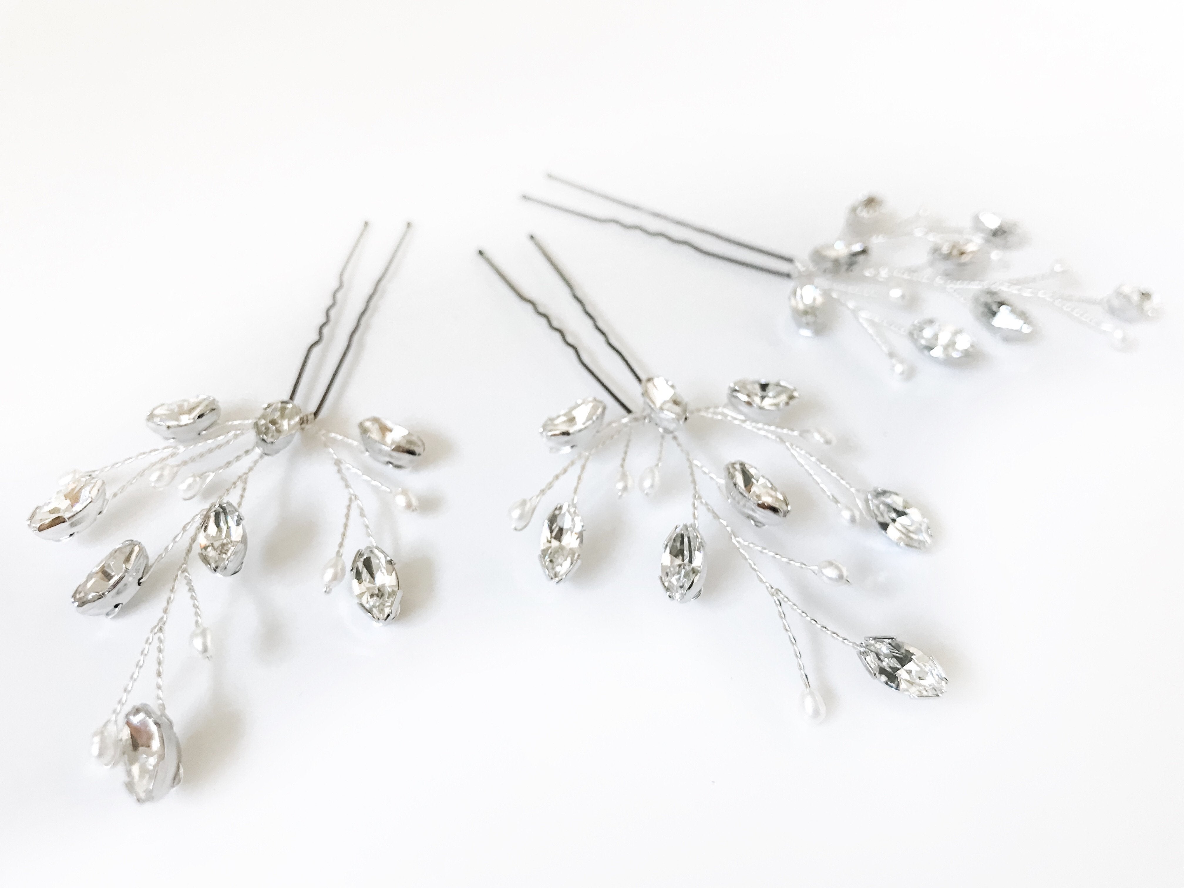 Large leafy crystal wedding hairpin - Maisie - Debbie Carlisle