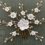 Gold rose gold or silver flower bridal hair vine comb - Sylvie - Debbie Carlisle