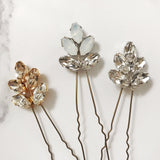 Swarovski crystal bridal hair pin trio in opal, rose gold, silver or gold - Lyra