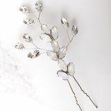 Large Swarovski crystal wedding hair pin in opal silver - Nova