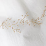 Gold crystal botanical branch hair vine for updo or half up wedding hair - Small Rosemary