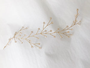 Gold crystal botanical branch hair vine for updo or half up wedding hair - Small Rosemary