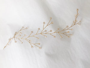 Gold crystal botanical branch hair vine for updo or half up wedding hair - Small Rosemary