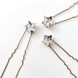 Star Swarovksi crystal hair pins in silver - Star