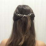 Silver crystal and pearl wedding hair vine - Thea